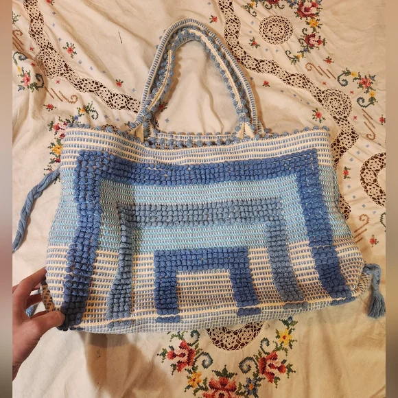 Antonello Tedde Woven Blue And White Large Tote Bag